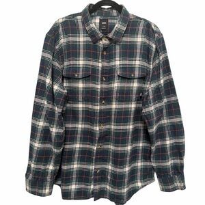 Vans men’s plaid flannel shirt blue green button down size XL